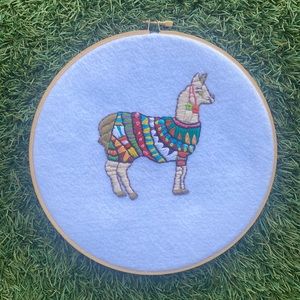 Hand Embroidered Llama